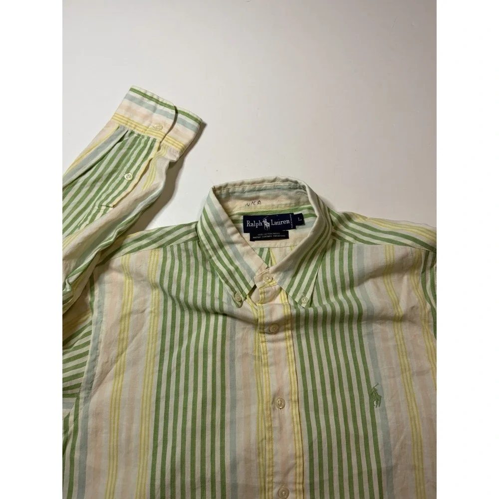 VTG 70s Polo Ralph Lauren Striped Rugby Longsleeve Shirt Size Large